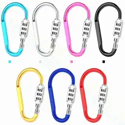 Outdoor Hiking Bag Luggage Security Carabiner Lock 3 Dial Password Padlock Tool Portable Luggage Zinc Alloy Security Lock