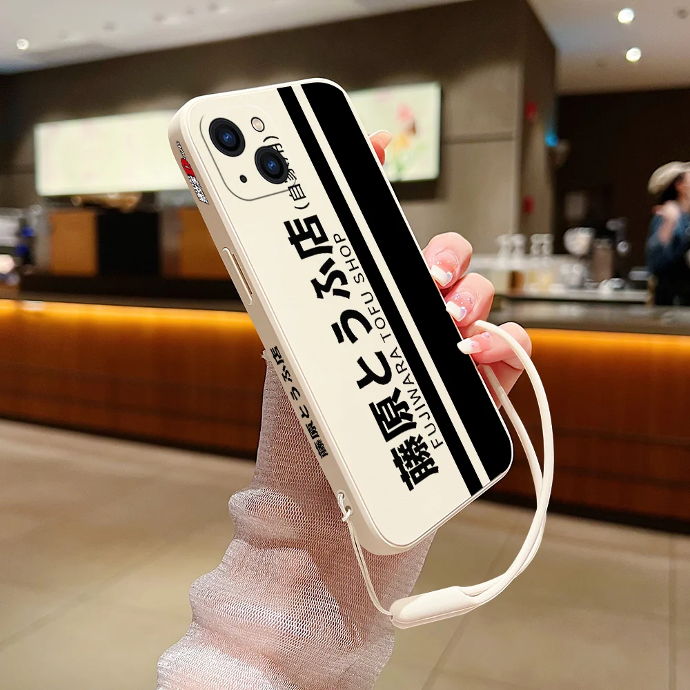 Anime Initial D AE86 Phone Case For iPhone 15 14 13 12 11 Pro Max Mini X XR XS MAX SE20 8 7 Plus Silicone Cases with Hand Strap