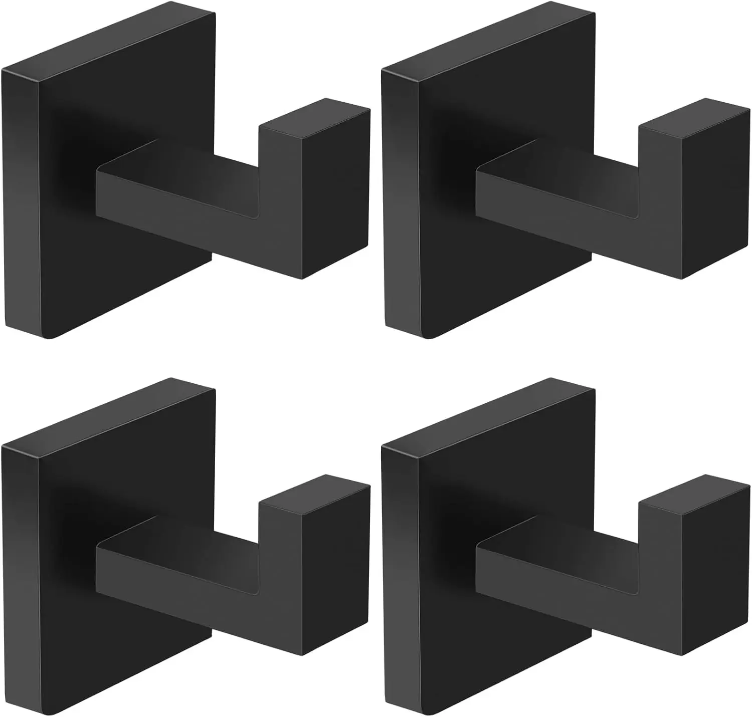 

Набор из 4 прочных крючков для полотенец из нержавеющей стали для ванной, кухни, спальни - квадратные, матово-черные