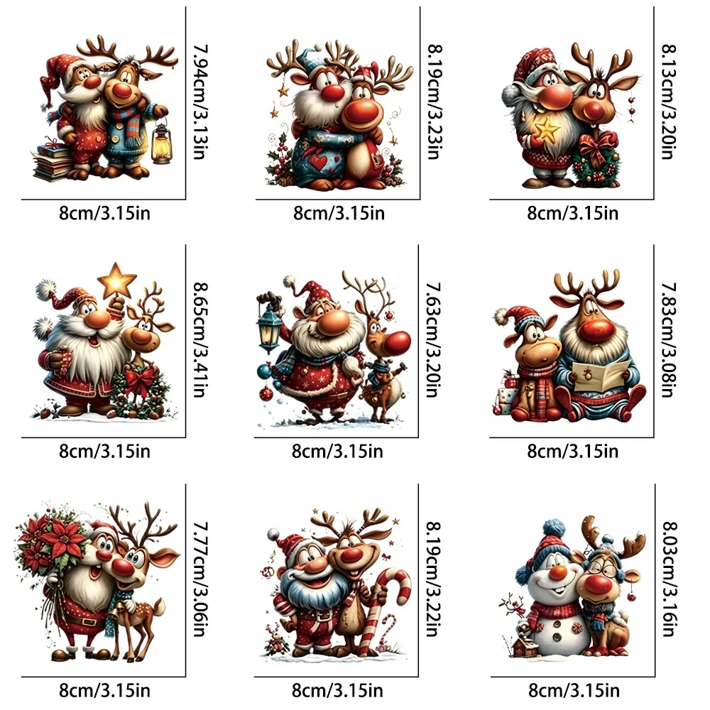 9PCS Santa Claus UV Crystal Transfer Stickers | HD Waterproof Wear-resistant, for Water Cups & Home Decor, DIY Creative Decals