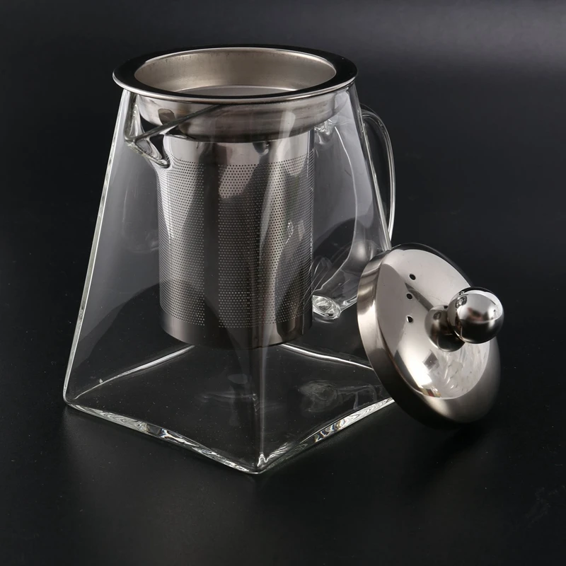 

Square Glass Teapot With Infuser, 550 Ml Borosilicate Tea Pot With Strainer, Clear Leaf Tea Pots For Loose Tea