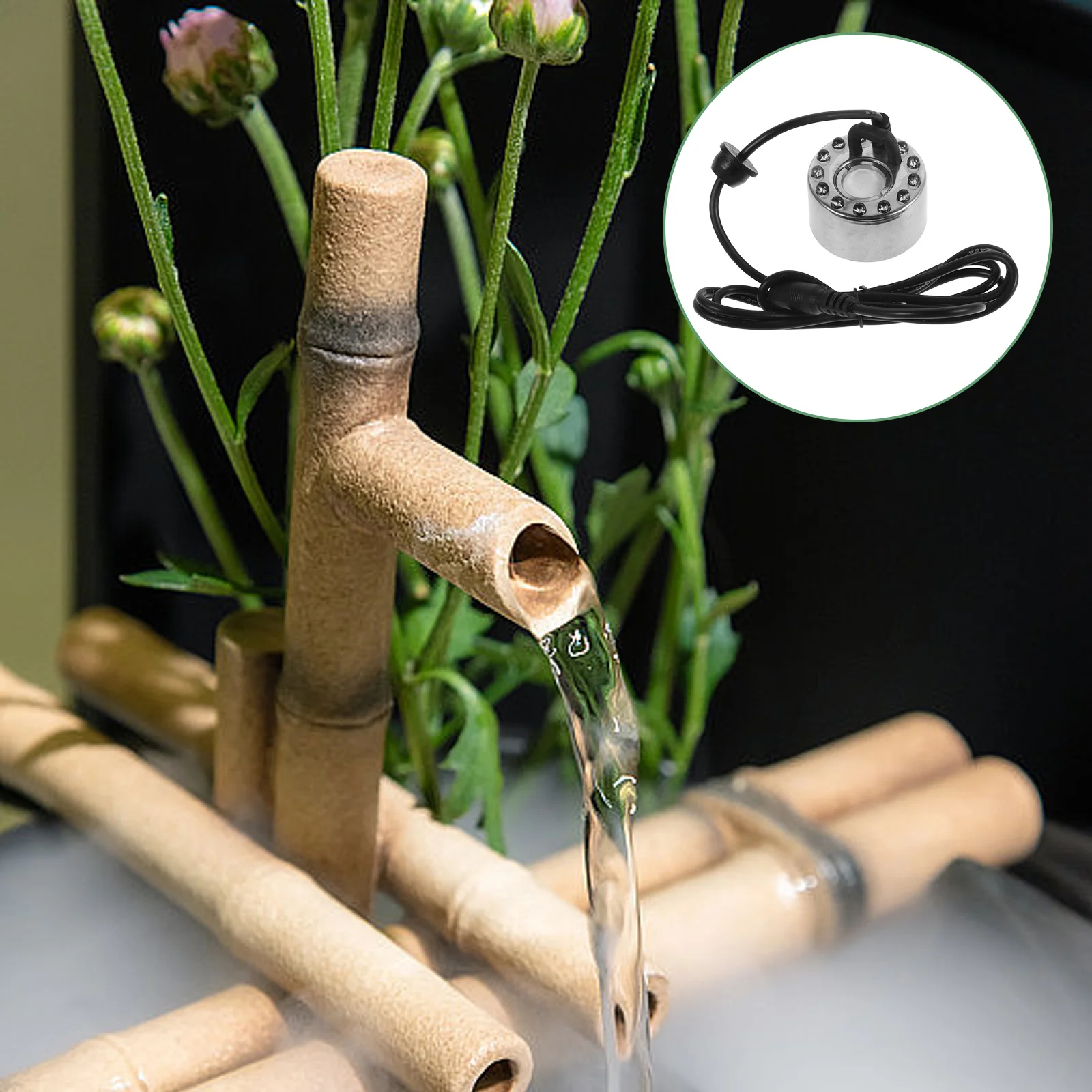 

12 Led Lights Halloween Mist Maker Pond Fountain Water Garden Fog Machine Silver Air Humidifier Reptile Decor Landscape