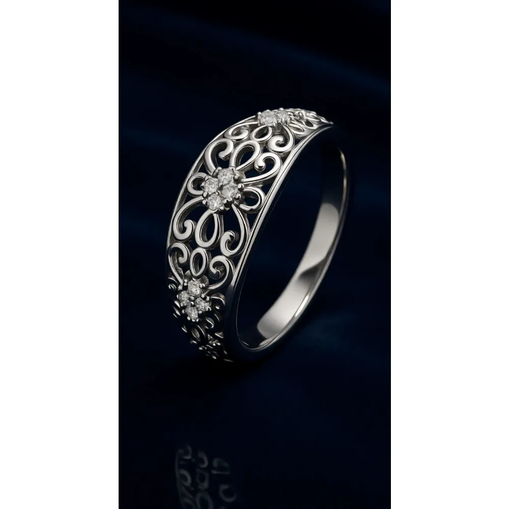 

Винтажное кольцо из стерлингового серебра с филигранной отделкой в виде листьев и камнями из циркония для женщин, размер от шести до девяти.