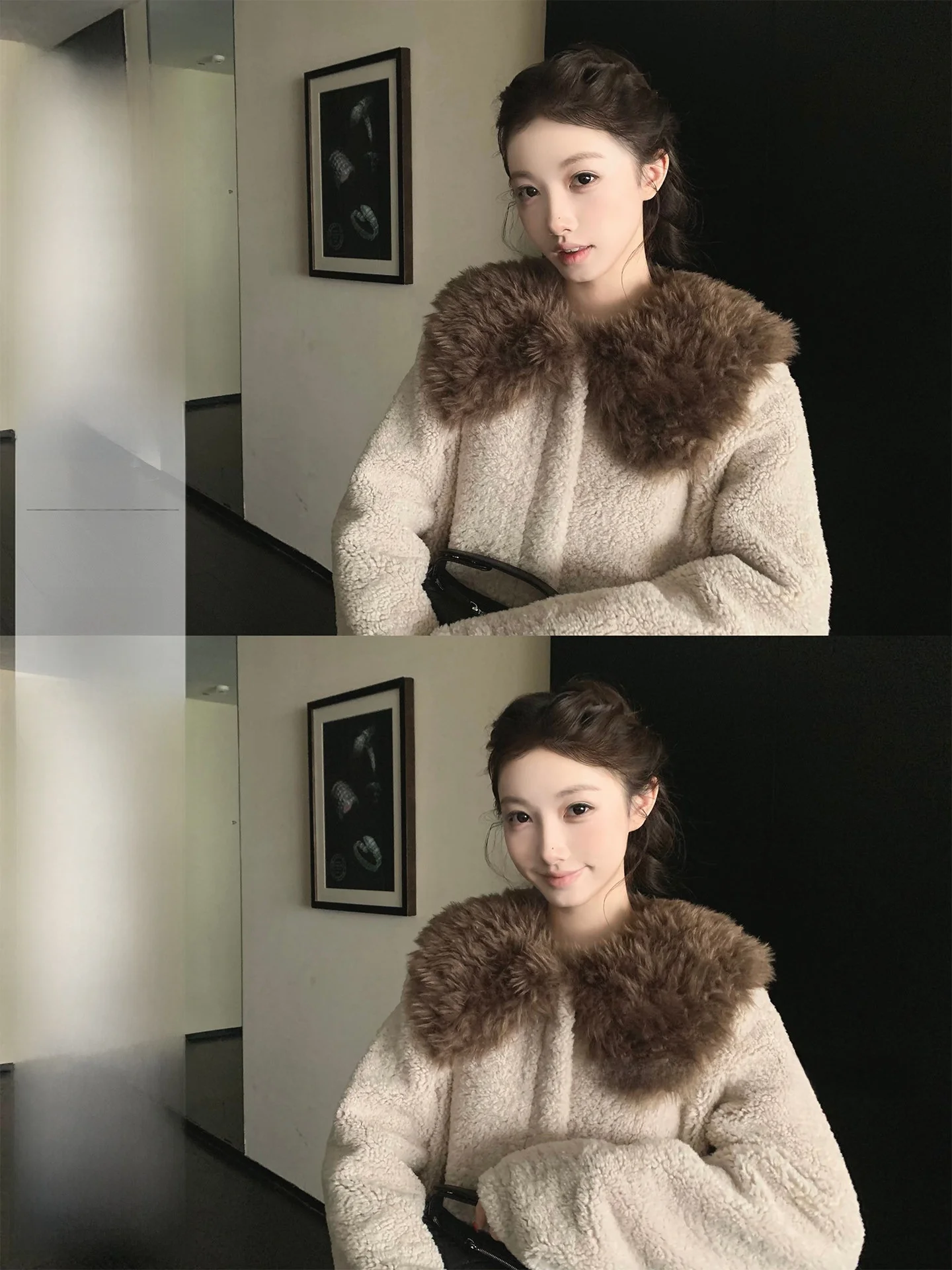 

Thiened Lamb Fur Coat Women's Autumn Winter Large Collar Jaet Casual Sle Comfortable Warm Polyester Inner Long Sve