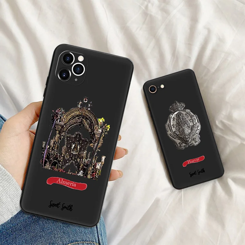 Silicone Soft Phone Case for iphone 16 Plus 15 14 13 12 11 Pro Max Mini XR SE 7 8 Virgin Mary Jesus Church Black Back Cover