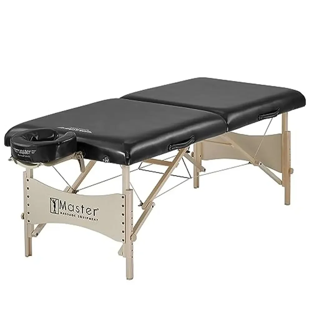 

30 Inch Portable Massage Table Package Salon Beauty Lash Bed Wooden Folding Foldable Tattoo Table Black Adjustable Height Thick