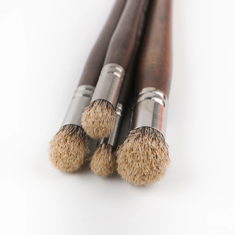 Artsecret #699 dome 4pcs/Set Badger Hair Animal Hair Birch Rod Quaint Style Gouache Painting Pen Artist Oil Painting Brushes