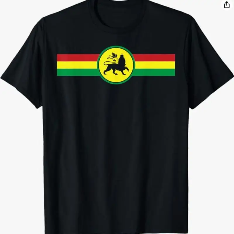 Lion of Judah Mens Black M T-Shirt Judah Rasta Rastafari Reggae