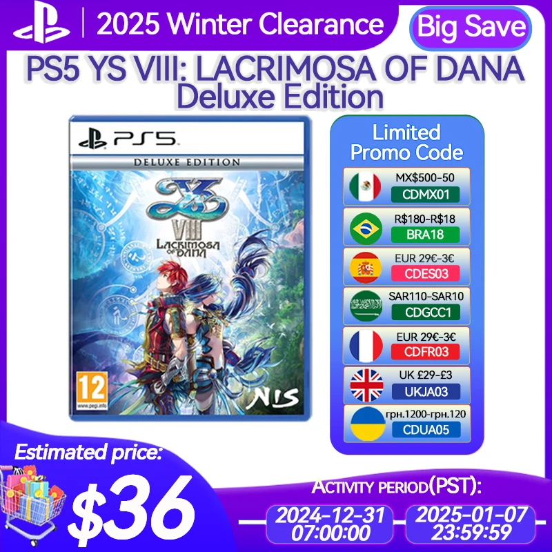 Sony PlayStation 5 YS VIII: LACRIMOSA OF DANA Deluxe Edition Game Deals for Platform PlayStation5 PS5 CD-version Game Consoles