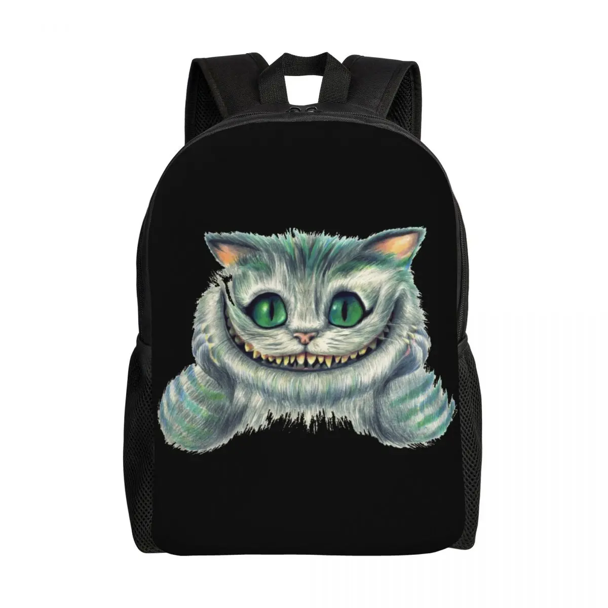 Custom Cheshire Cat Backpacks for Women Men Waterproof College School Alice In Wonderland Cartoon Bag Printing Bookbags