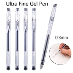 0.3mm Minimalist Style Extremely Fine Gel Pen Black Ink Smooth Writing Student Writing Stationery Office Signature Pen