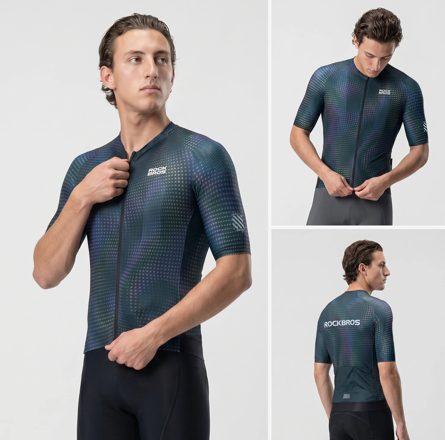 ROCKBROS Sommer-Radtrikot Leichtes Hochelastisches Oberteil Atmungsaktives Schnelltrocknendes Kurzarm-Trikot Herren-Radsportbekleidung – Detail 7