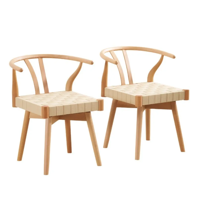 

Dining table and chair set with support, natural solid wood oak Nordic sturdy dining table