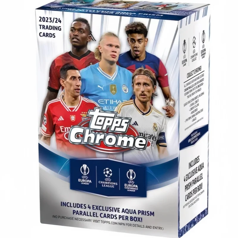 Tarjetas Coleccionables de Fútbol Topps Chrome, Tarjetas de Intercambio de Fútbol UEFA Champions League Europa, Aqua Prism