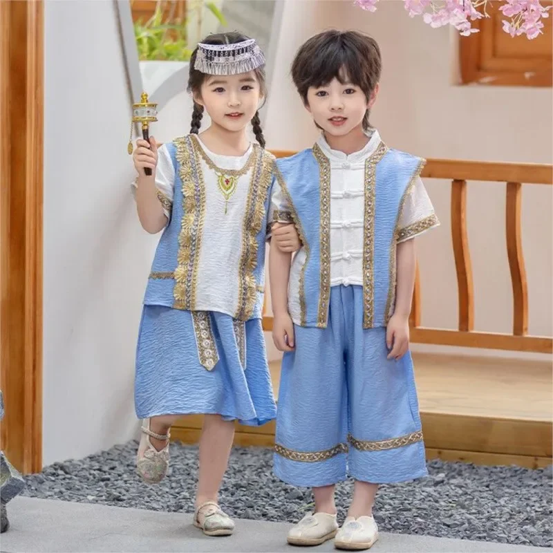 ชุดการแสดงเด็กไทยปี 2025 เสื้อผ้าเด็กไทยสำหรับฤดูร้อน ชุดการแสดงเทศกาลสาดน้ำได๋ รุ่น LH685