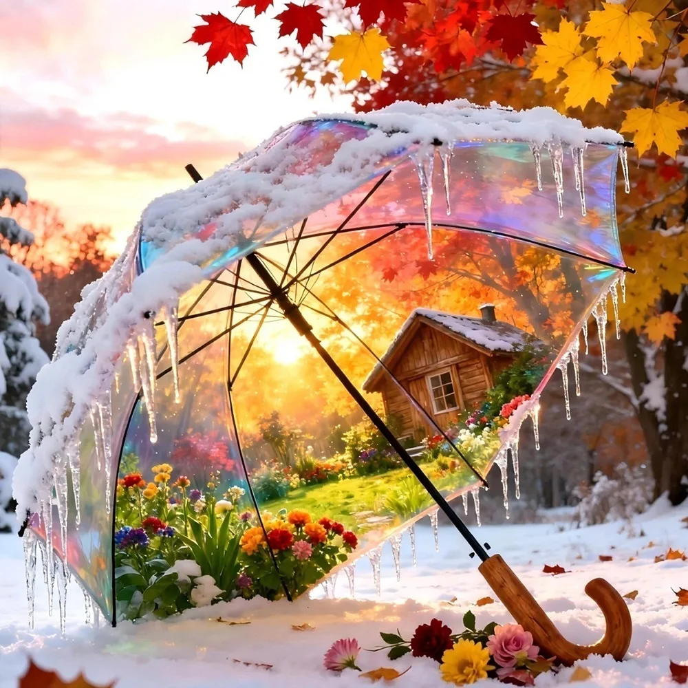 EverShine DIY Diamond Mosaic Umbrella Maple Leaf 5D Diamond Painting Autumn Scenery Full Drill Embroidery Landscape Home Decor
