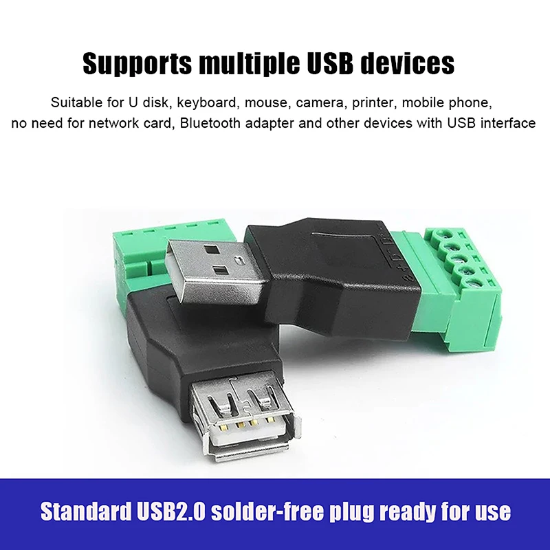 1Pair USB 2.0 Solderless Plug USB Male Female Computer TV Phone Keyboard Mouse Connector USB Plug