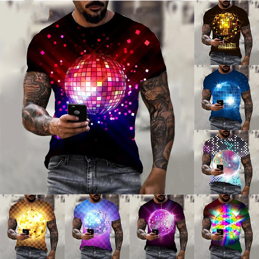 New Summer Hot Sale 3D Disco Lighting Men's/women's Fashion Slim T Shirt 3D Printing Short-sleeved Casual Round Neck Top