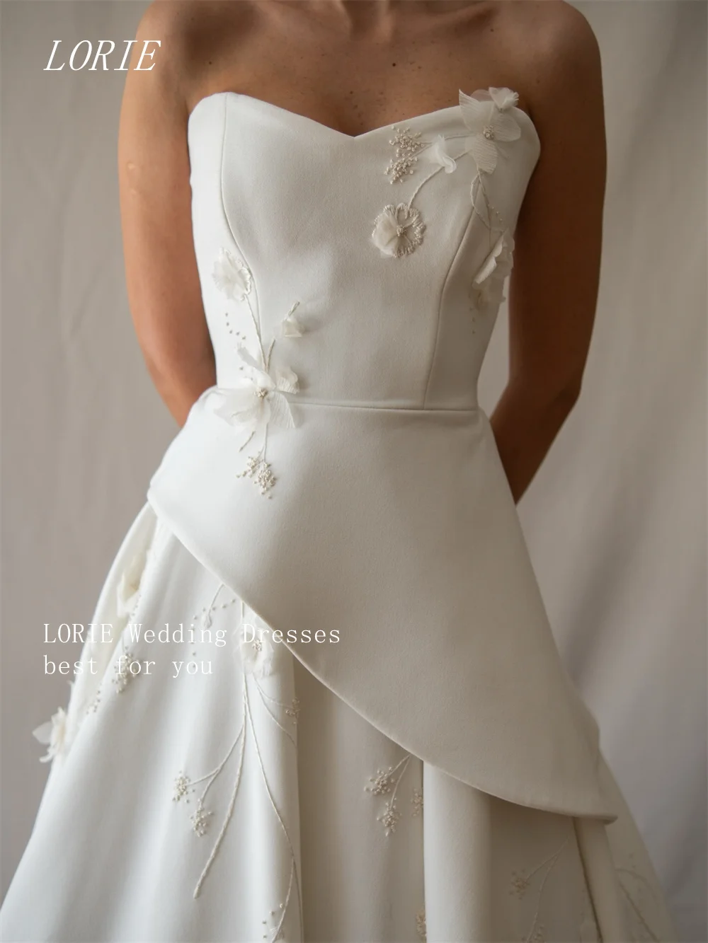 LORIE فستان زفاف فاخر ثلاثي الأبعاد على شكل حرف A فساتين زفاف على شكل قلب مزين بثوب زفاف أنيق مخصص 2026 #4
