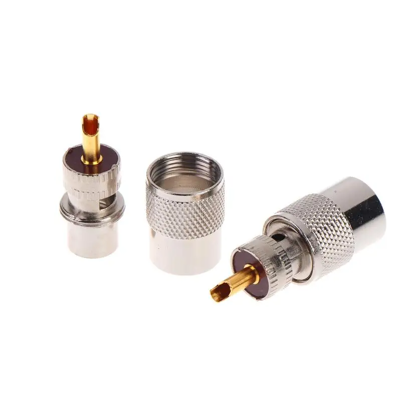 1Pc PL259 Solder Connector Plug With Reducer For RG8X/ RG213 Coaxial Cable Nickel Plated Brass Gold Contacts High Reliability