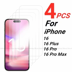2/4PCS Screen Protector For iPhone 16 Pro Tempered Glass iPhone 16 Plus 16 Pro Max Full Glue Protector Glass For iPhone 16 Pro