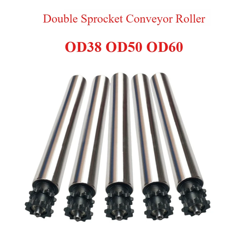 

Galvanized Power Conveyor Roller OD38 OD50 Double Sprocket Stainless Steel for Logistics Sorting Production Line System