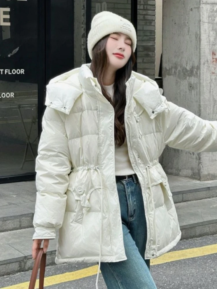 Vrouwen Winter Donsjack Koreaanse Chic Jassen Vrouwelijke Capuchon Parka 90% Witte Eend Puffer Jas Mode 2025 Mujeres Kleding