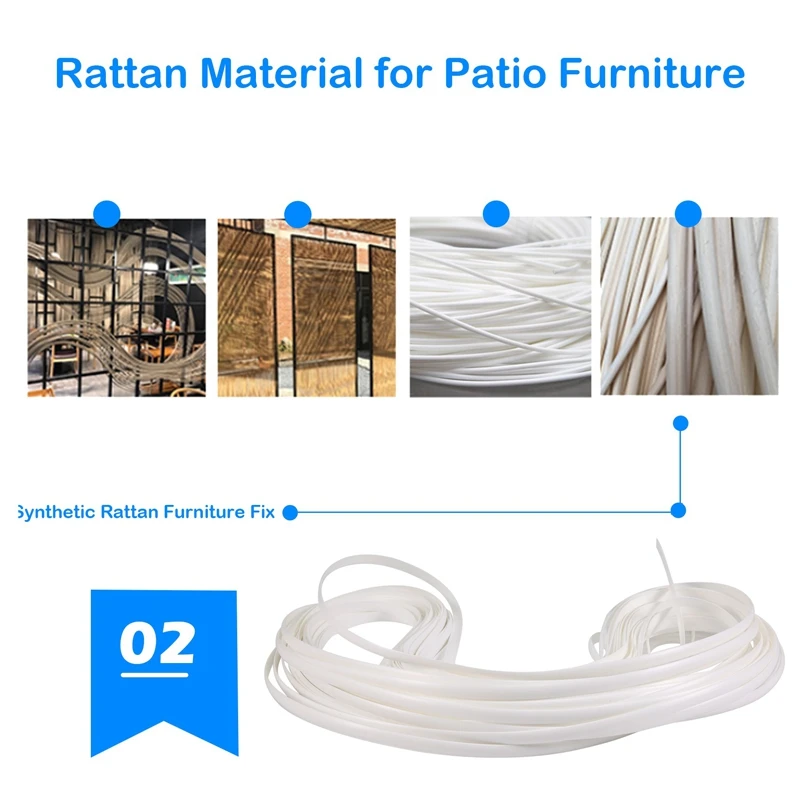 AT14 Wicker Repair Supplies Synthetic Rattan Material, Durable Patio Furniture Repair Kit White