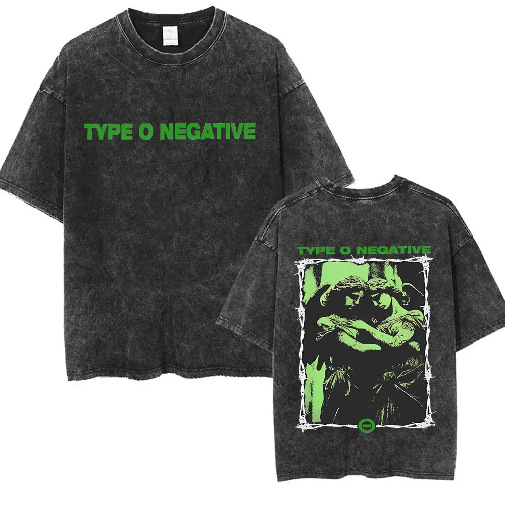 

Limited Type O Negative Band Retro Washed T-shirt Men Women Vintage Gothic Rock Metal T Shirts Men's Casual Oversized T-shirts
