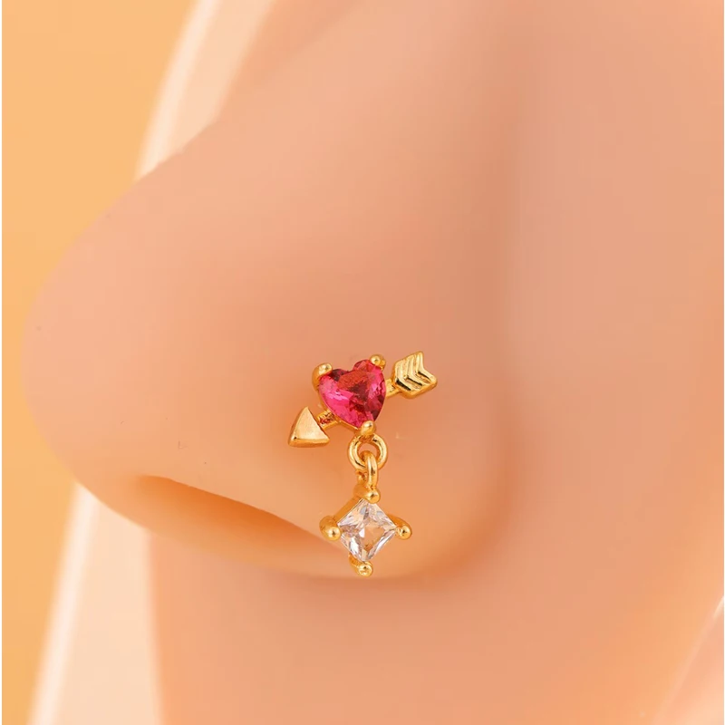 20G Titanium stainless steel Nose rings for Women Nose Piercing jewelry L-bend Cubic Nose Studs Body Jewelry