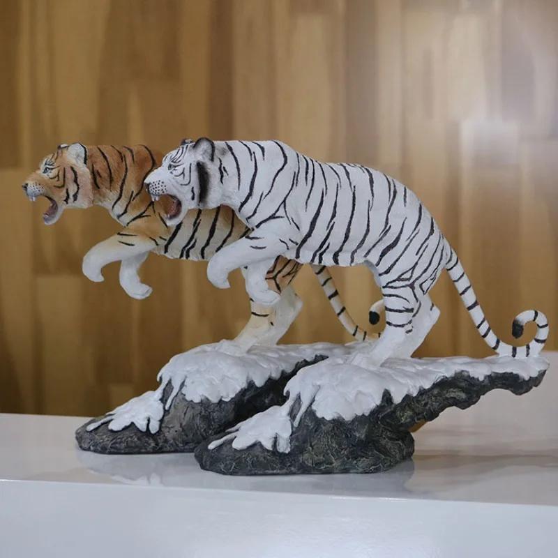 Fashion Snow White Tiger Simulation Tiger Model Siberian Tiger Decoration Household Handicraft Collectibles Figurines Miniatures