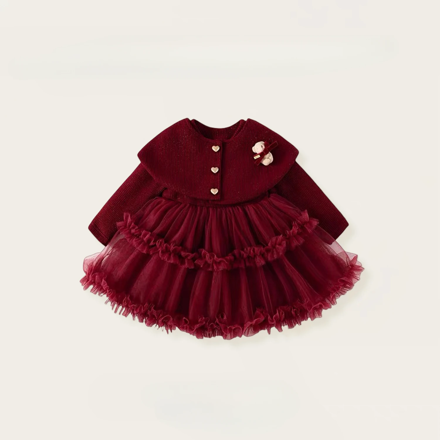 

Spring and Autumn New Girls Cute Korean Style Shawl Set Baby Sweet Princess Dress