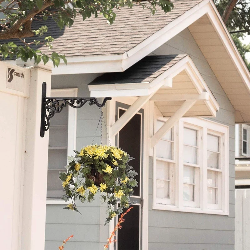 Hanging Plant Hook Cast Iron Decorative Flower Bracket For Indoor Outdoor Bird Feeder Lantern Planters Pots Wind Chimes