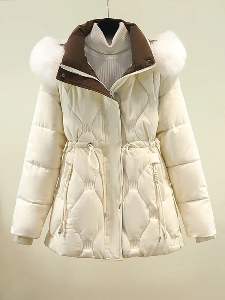 

Съемное женское зимнее пальто средней длины Sve Cotton Jaet со съемной крышкой Съемный капюшон Полиэфирная ткань Хлопок Fil...