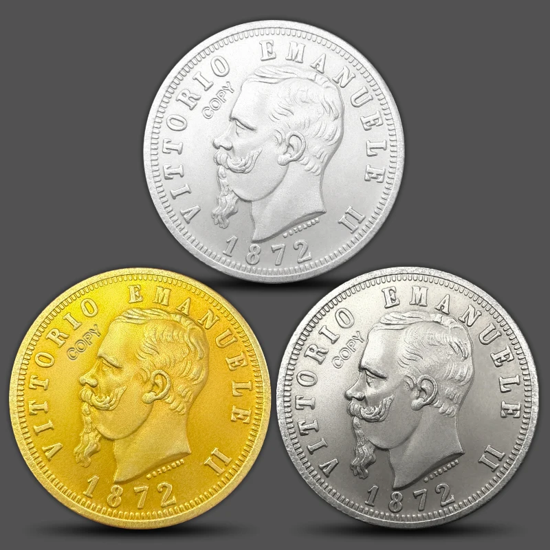 Itália 1872 victor ii ouro/prata/antigo réplica moeda 100 lira antigo dinheiro coleção medalha comemorativa presente de festa de natal
