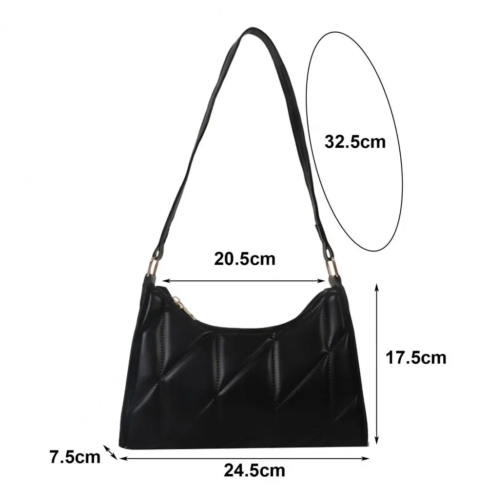 Women Shoulder Bag Faux Leather Women Bag Zipper Closure Underarm Bag Solid Color Firm Stitching Cosmetic Earphone Phones Bags