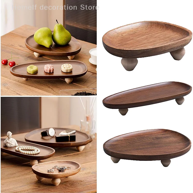 Поднос премиум-класса из дерева акации на высоких ножках с ножками, органайзер для хранения фруктов и закусок неправильной формы, идеально подходит для домашнего использования Поднос премиум-класса из дерева акации на высоких ножках с ножками, органайзер для хранения фруктов и закусок неправильной формы, идеально подходит для домашнего использования