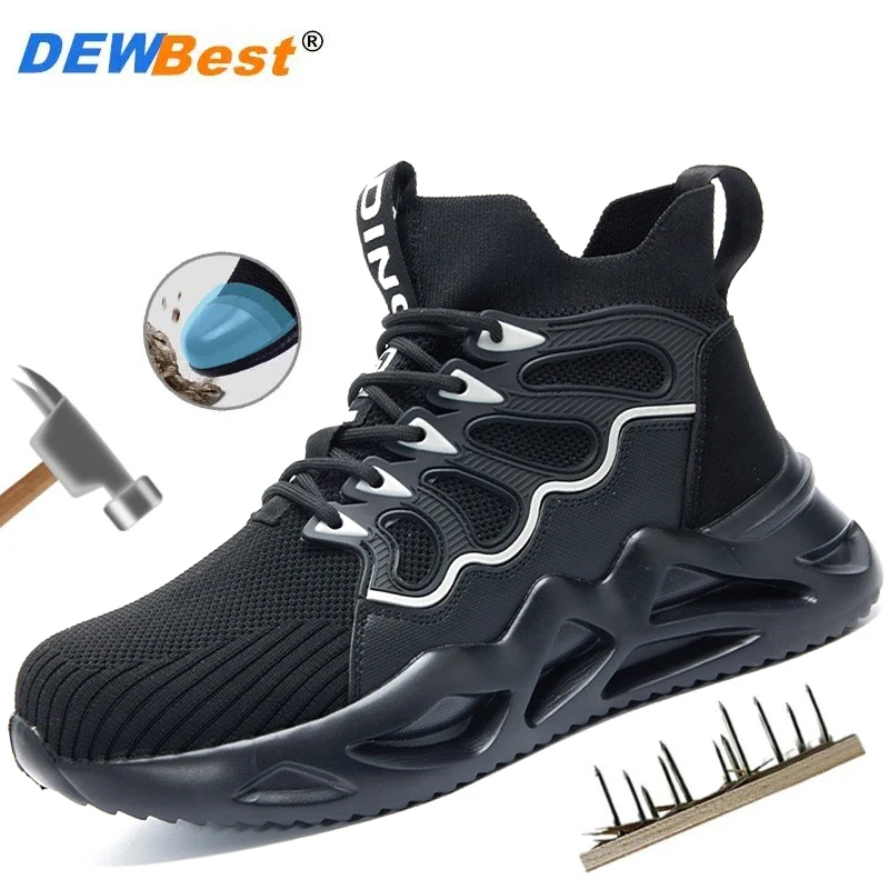 

New breathable work shoes, high cut men's anti smashing and anti piercing steel toe shoes, wear-resistant safety shoes