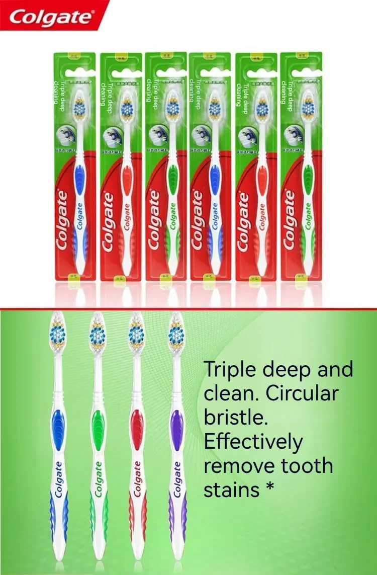 Colgate Zahnbürste mit mittelharten Borsten für Erwachsene, sanfte Reinigung für empfindliche Zähne und Zahnfleisch, Mundpflege für den Haushalt, zufällige Farbe – Detail 1