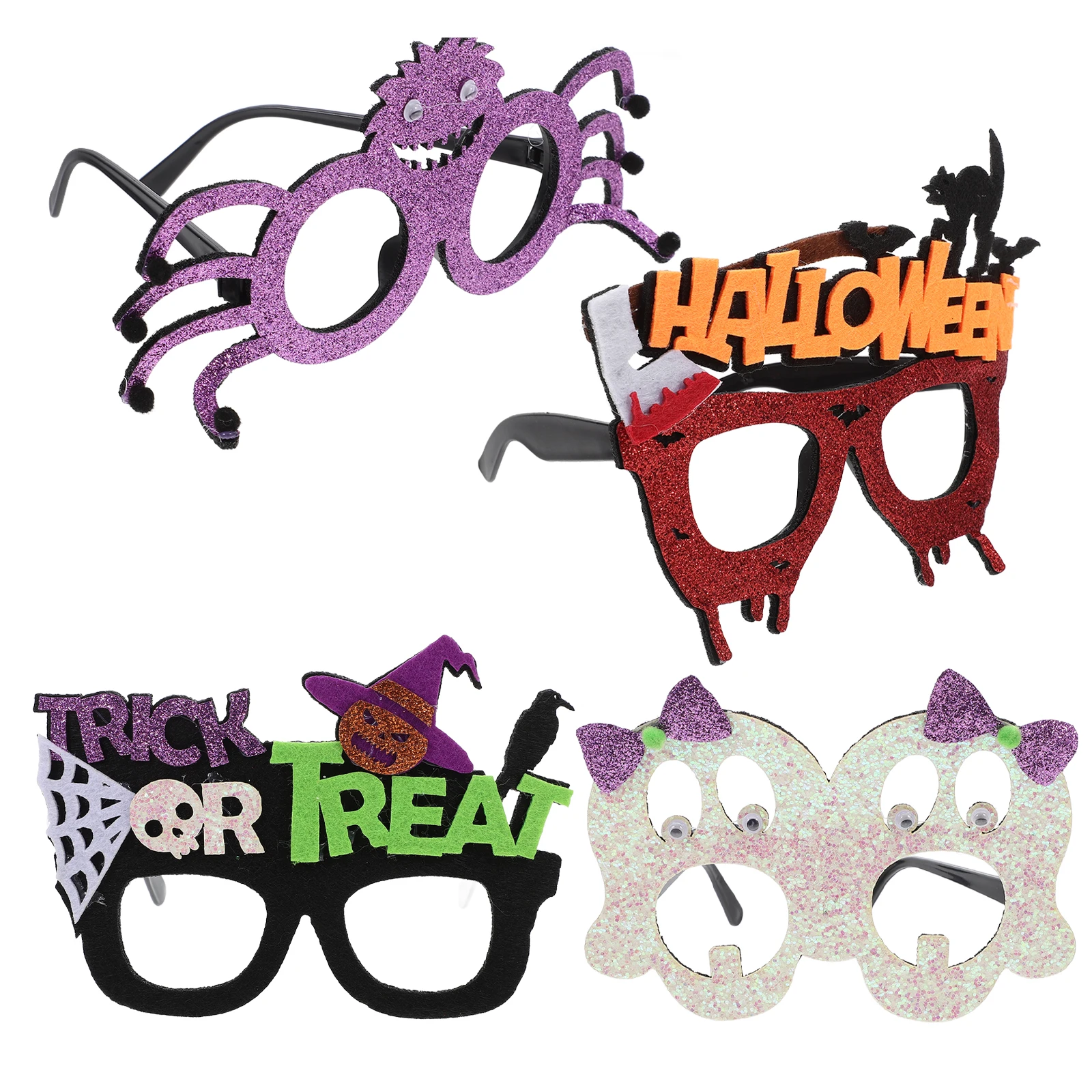 

4 Pcs Pumpkin Party Glasses Props Child Goggles Felt Halloween Themed Eyeglasses