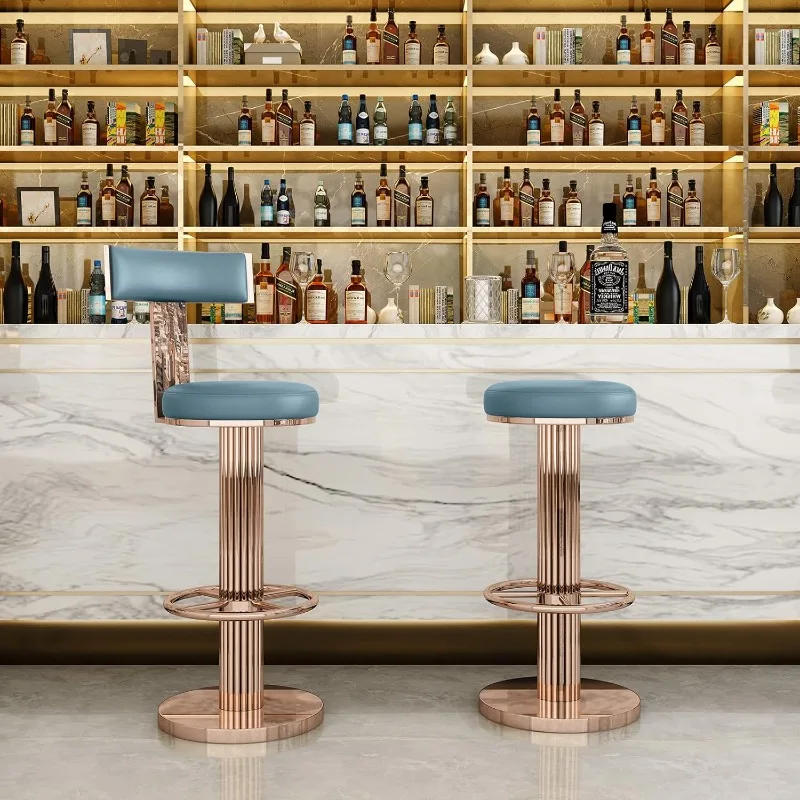 Swivel Bar Stools with Backrest, Modern Adjustable Height Counter Stool and Comfortable Cushion