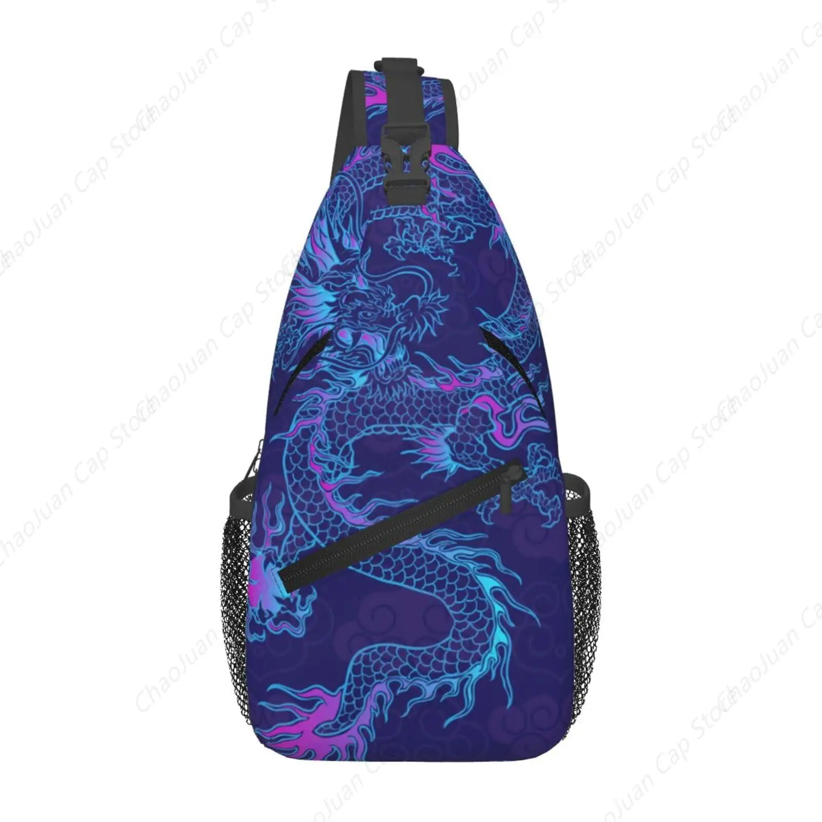 

Purple Chinese Dragon Sling Backpack Chest Bag Fashion Crossbody Shoulder Bags Casual Daypack For Men Women