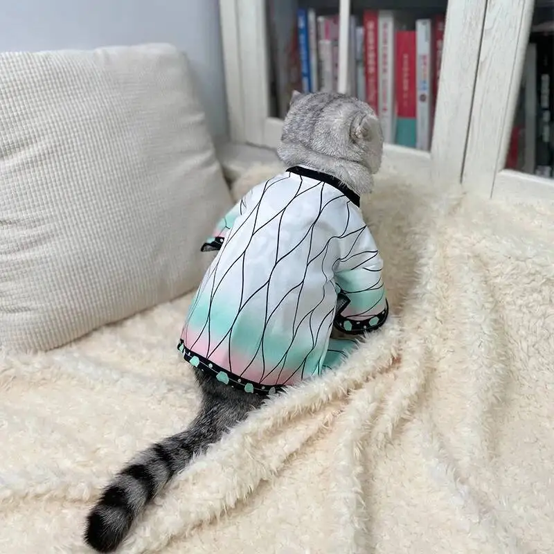 Halloween Pets Cosplay Costume Pet Worm Pillar Spring Summer Cat Clothes Ninja Shinobu Cosplay Kimono Dog Shinobu Clothing