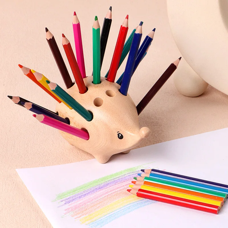 

Hedgehog Pen Holder 24 Color Pencil Set Kids Art Drawing Supplies Desktop Decoration Stationery Organizer Craft Ornament 2025