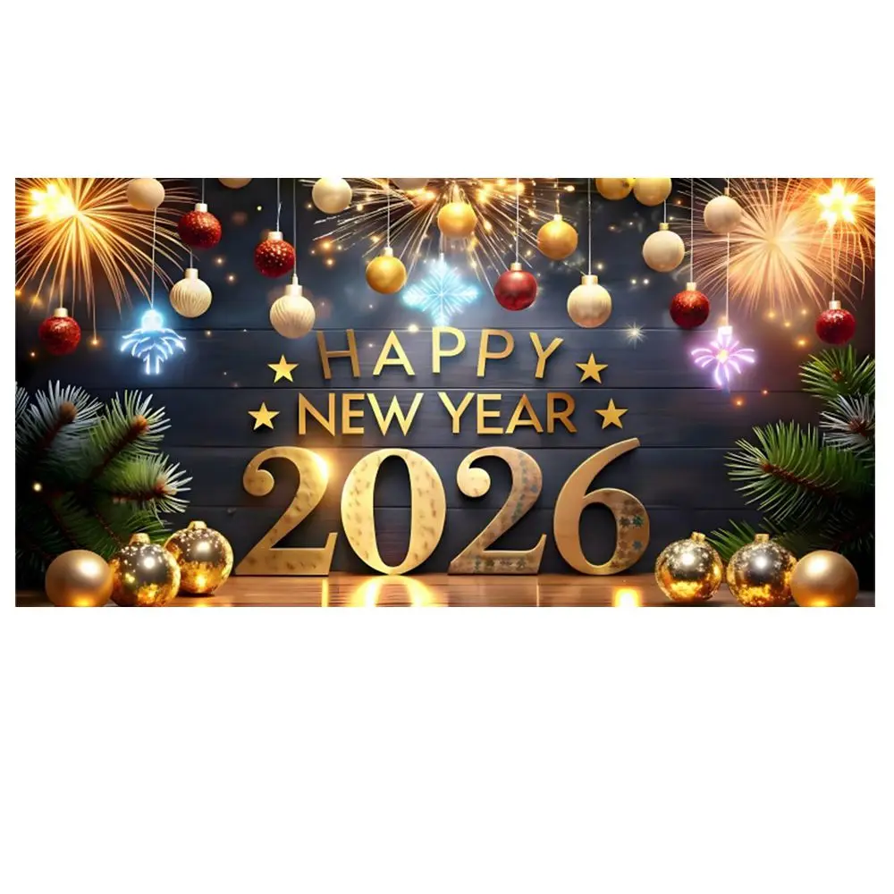 2026 سنة جديدة سعيدة باب المرآب الديكور راية السنة الجديدة خلفية عطلة حفلة المنزل ساحة جدار ديكور التصوير خلفية #4
