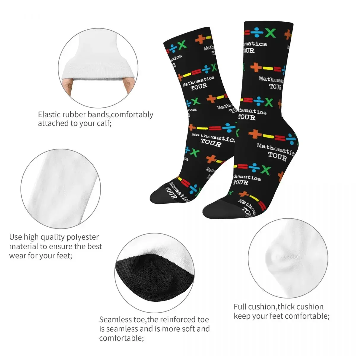 Autumn Winter Colorful Unisex Music Socks The Mathematics Tour Sweat Absorbing Basketball Socks