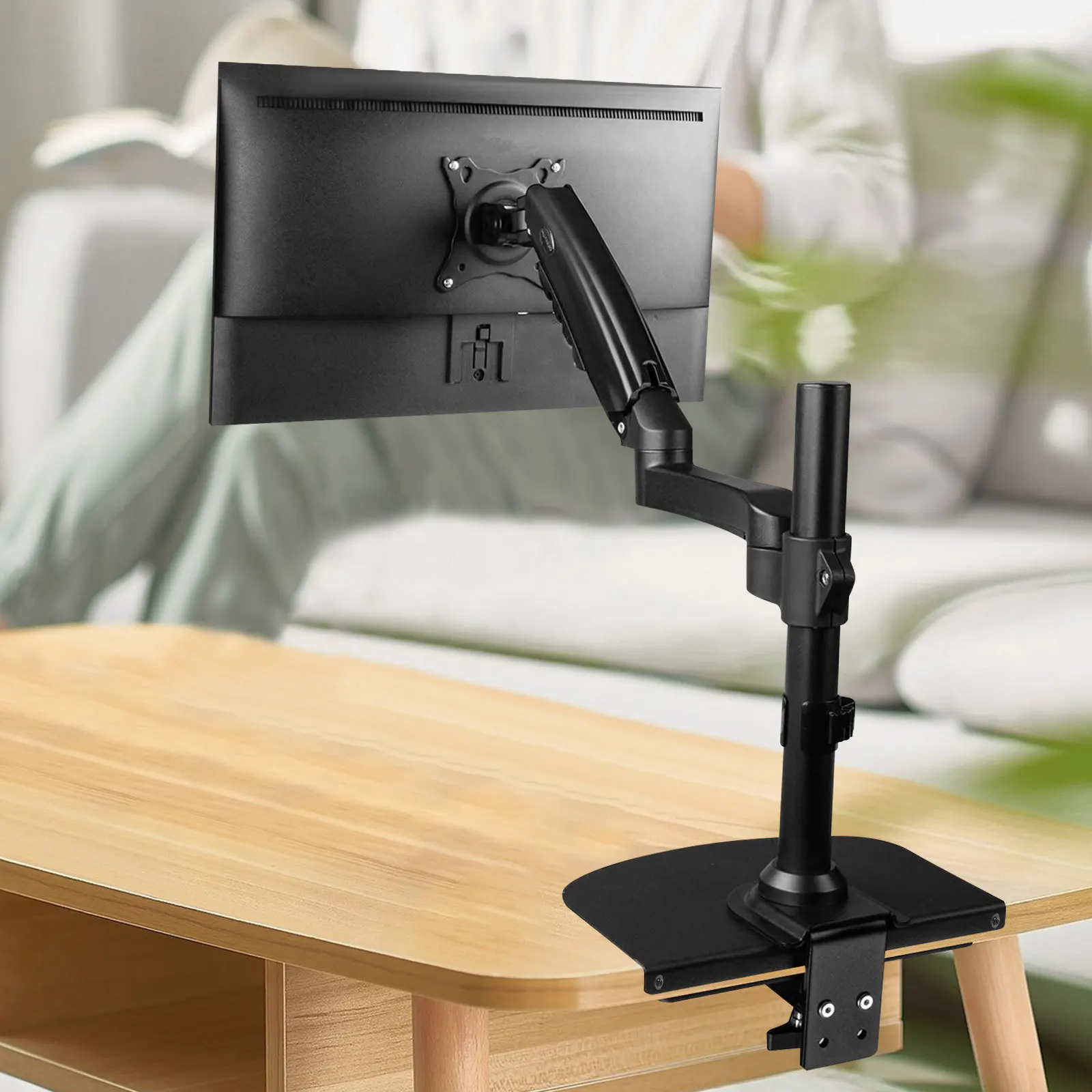 

1 Set Monitor Arm Desk Stand Reinforcement Plate Thick Steel Fixing Bracket For Heavy Screens Desktop Mounting Stability Support