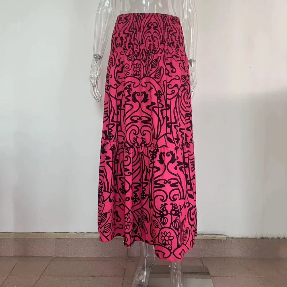 Jupe Longue Vintage pour Femme, Style Boho, Imprimé Y2K, Décontractée, Plage, Maxi, Vêtements Bohème, Été