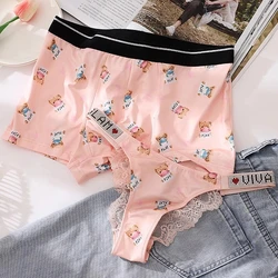 Matching Underwear Couple New Two Piece Underwear Set Men Boxer Shorts and Women Sexy Briefs Fashion Cartoon Print Underpants