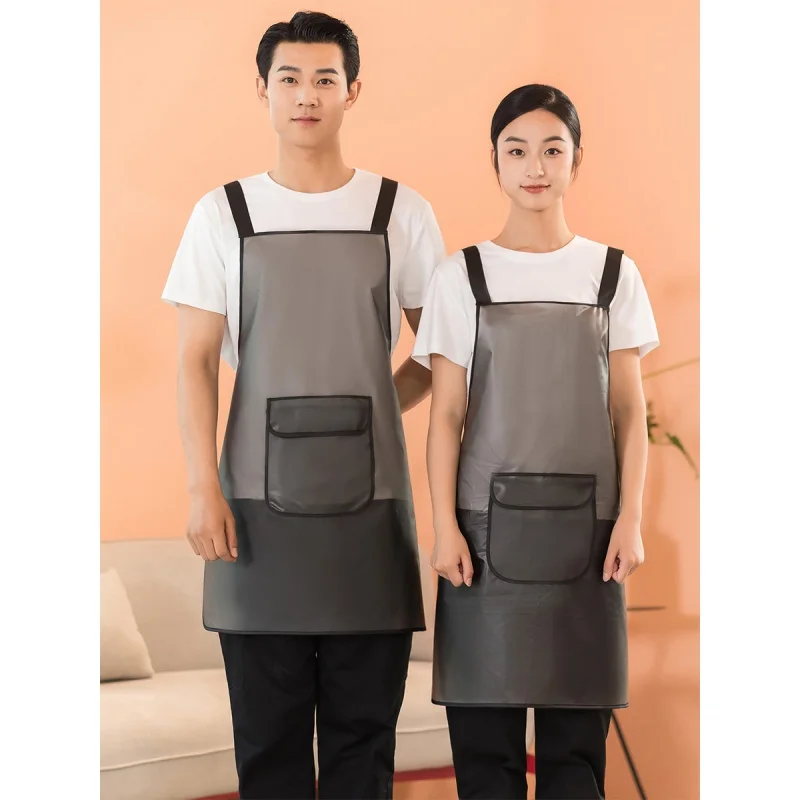 Transparent Apron Dining Restaurant Kitchen Cooking Hotel Kitchen Waterproof Oil-Proof TPU Female Universal Work Overclothes